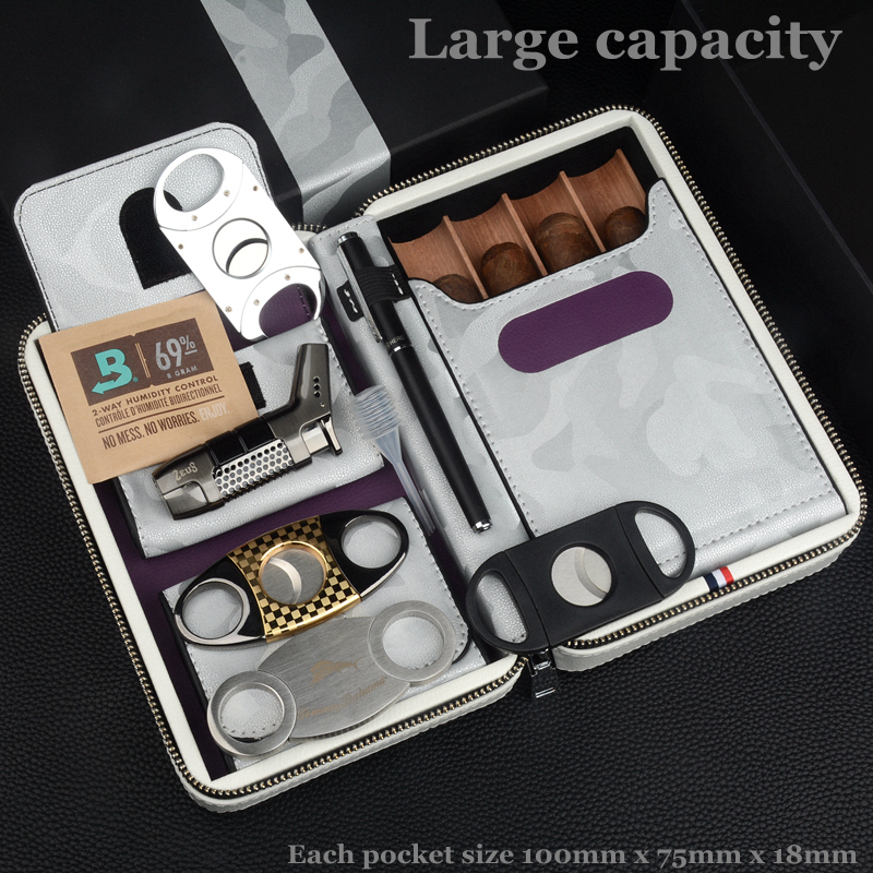 Vape Ring - Leather Travel Cigar Case Holder Wood