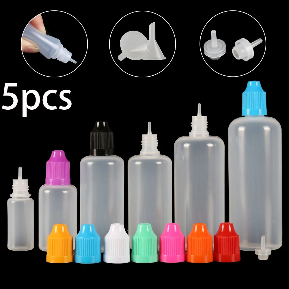 Juice Bottle Dropper - 5PCS X 5ML-120ML Plastic Dropper Bottles