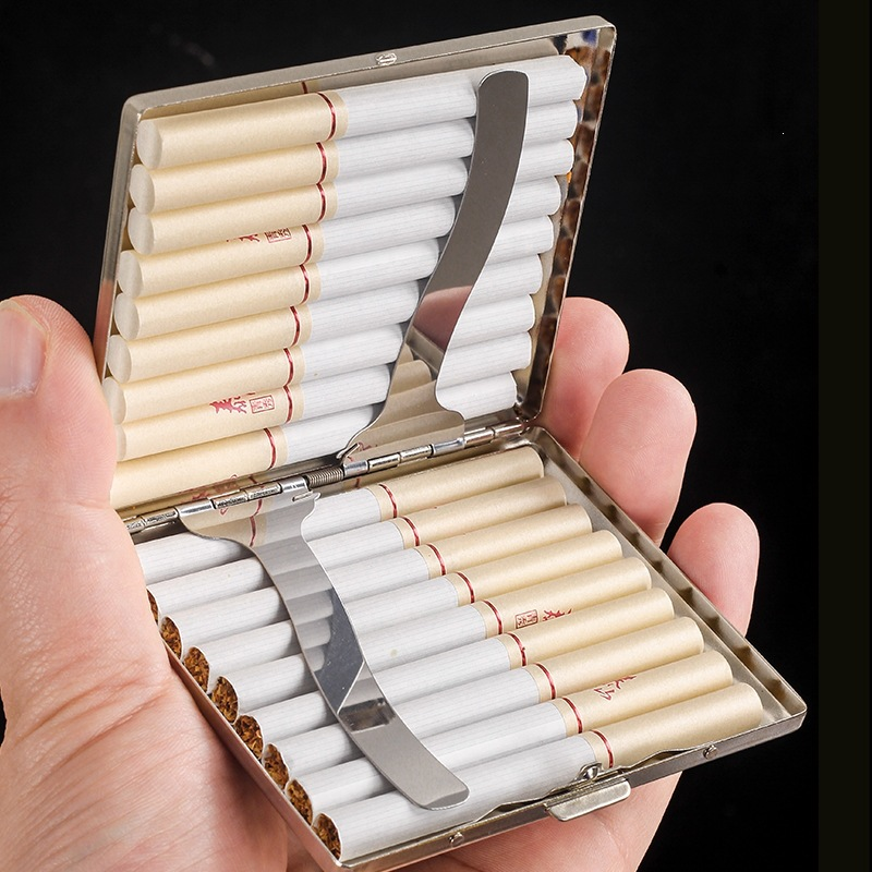 Smoking & Vaping Accessories - Portable Metal Cigarette Case Stainless Steel