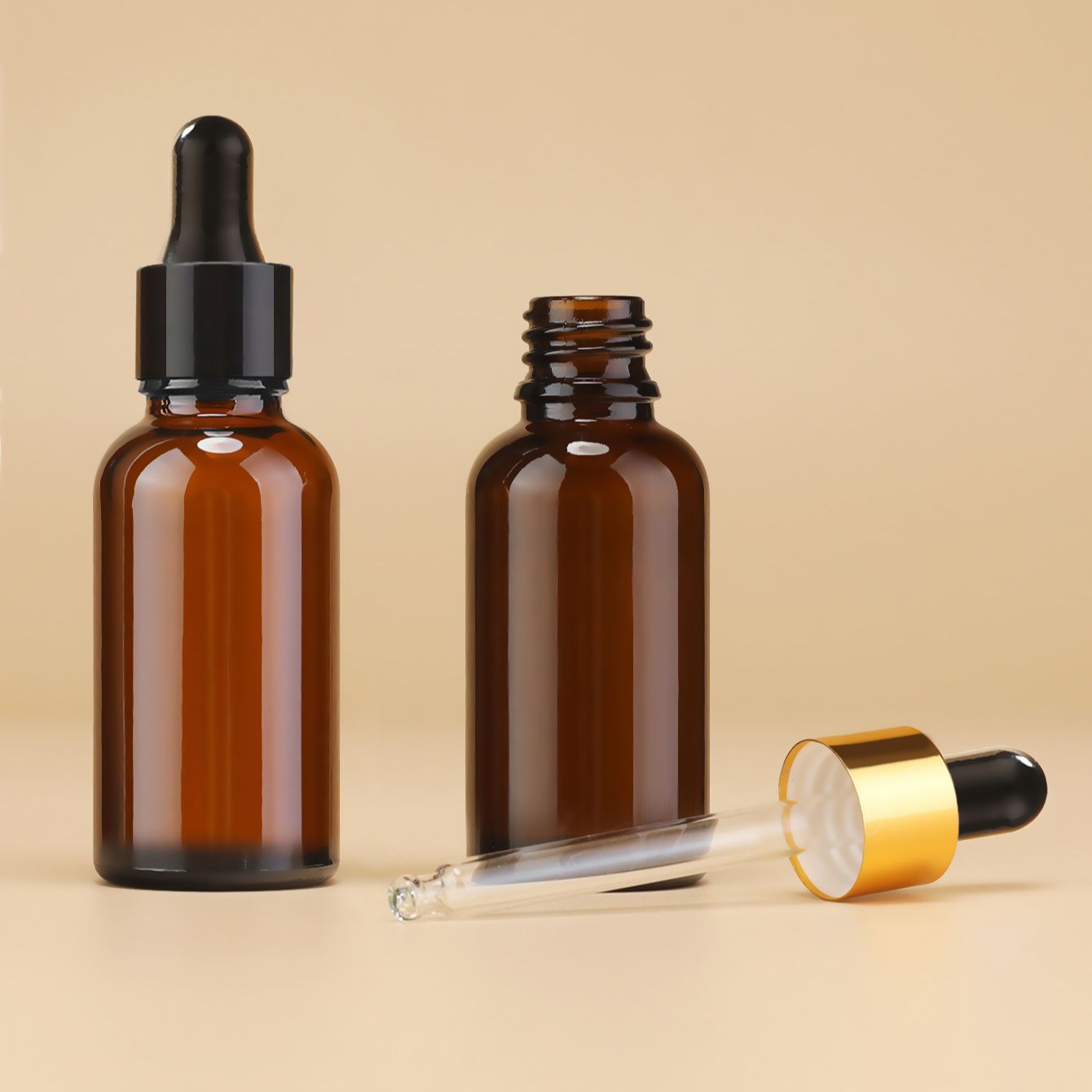 Juice Bottle Dropper - 30ML amber glass dropper bottle, light