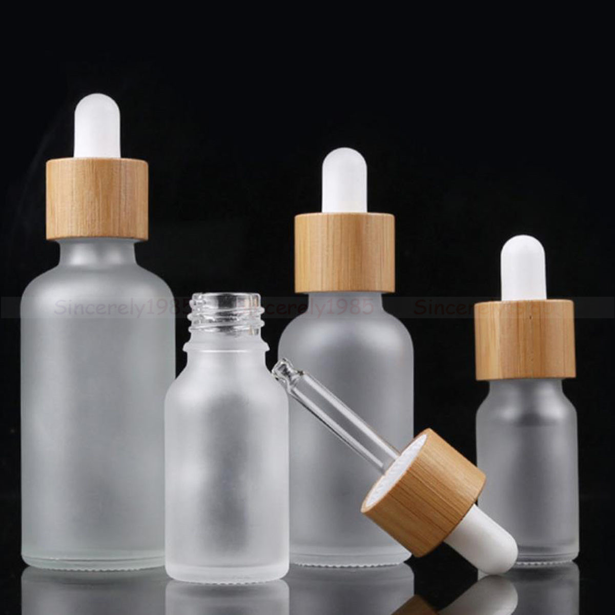 Juice Bottle Dropper - 5X 10X Frosted Clear White Glass