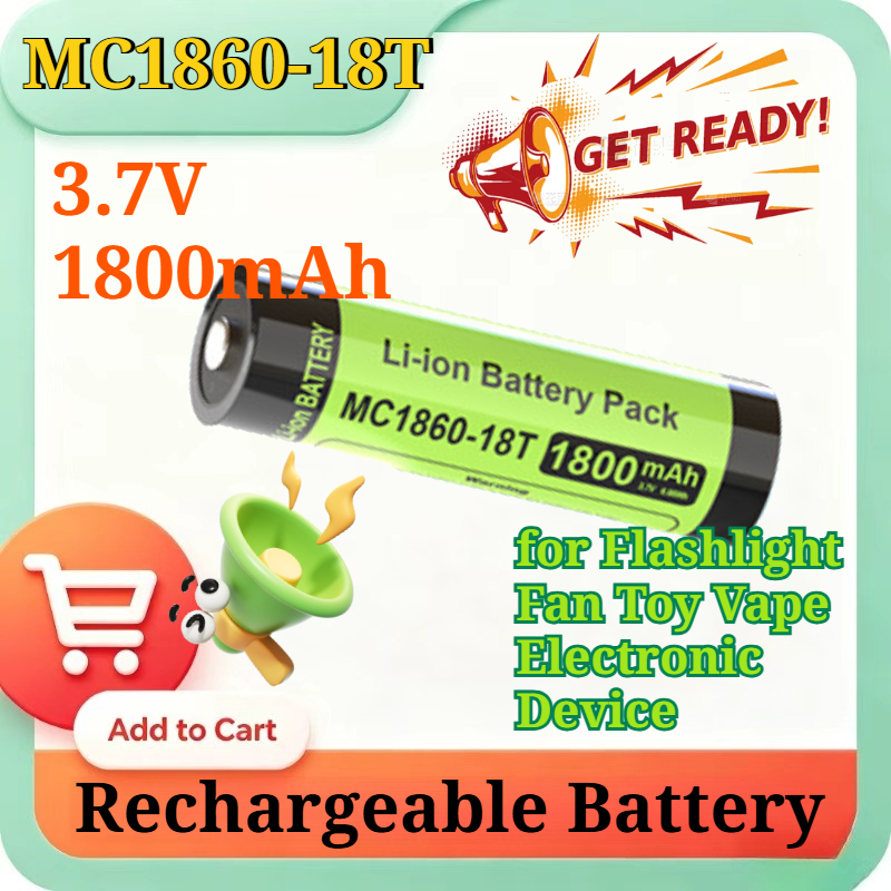 Vape Accessory - MC1860-18T 3.7V 1800mAh Type-C Rechargeable Li-ion