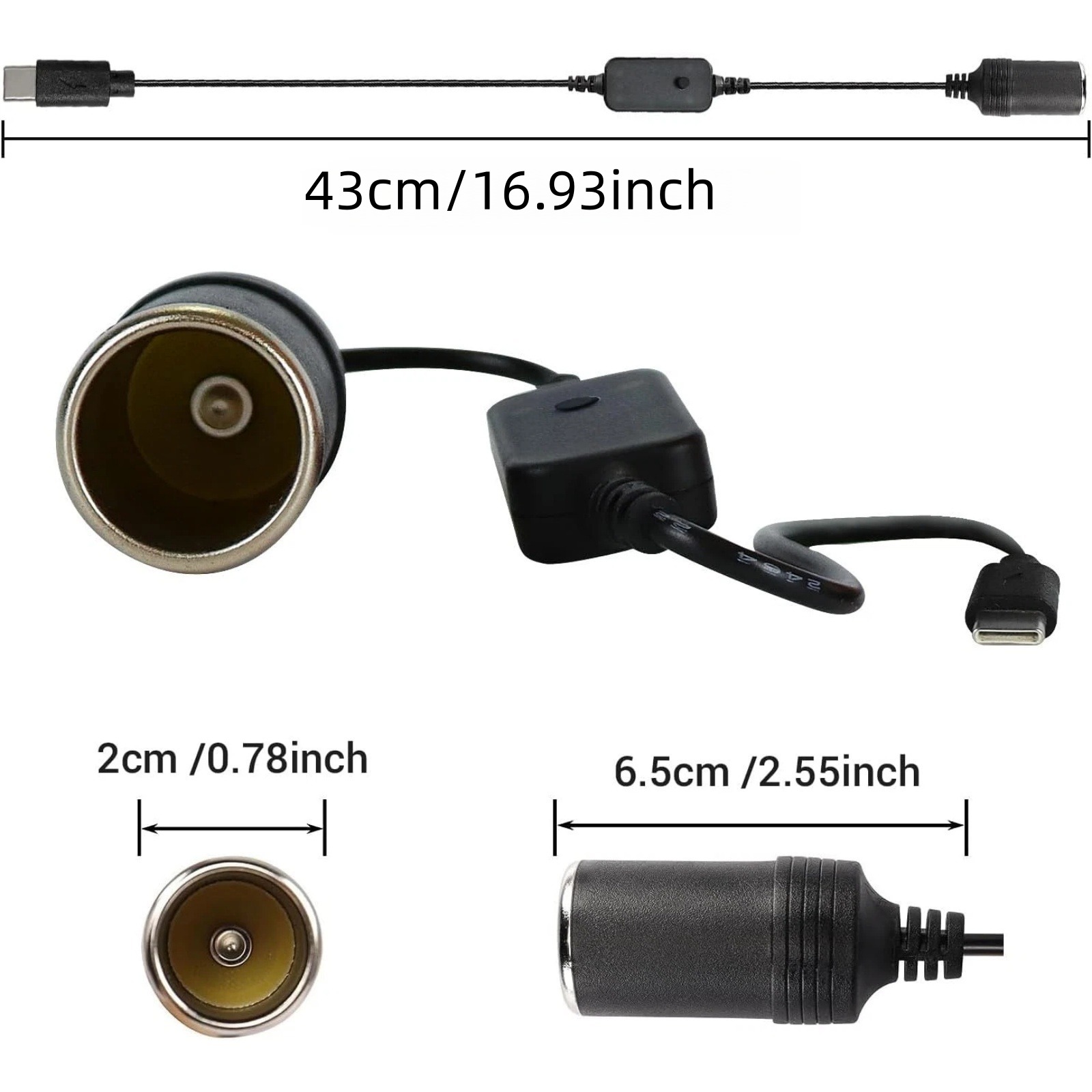 1Pc USB-C to 12V Car Cigarette - Accessories Experts Vape review and price